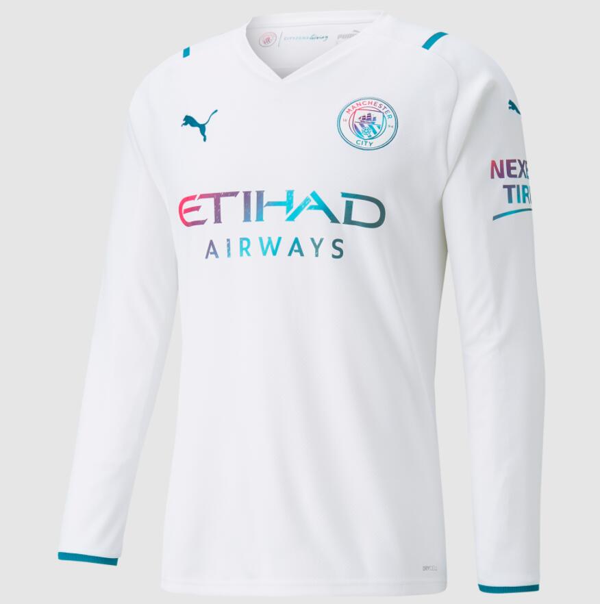 2021/22 Manchester City Long Sleeve Away Kit Soccer Jersey